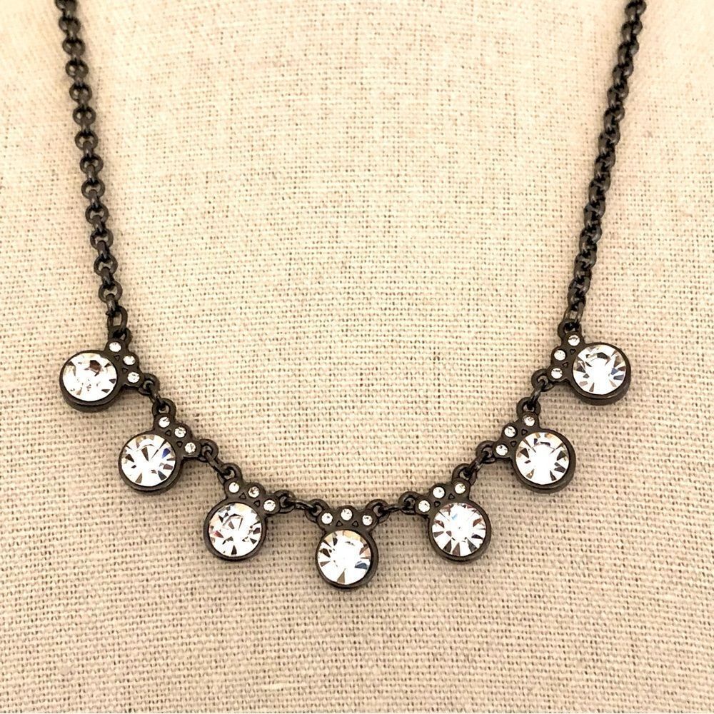 Aeropostale | Gunmetal Rhinestone Statement  Necklace | 18” Adjustable